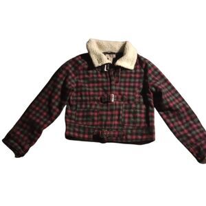 Aviva Premium Girls Size Medium Wool Blend Plaid Coat